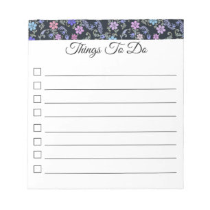 "Dingen te doen" Checklist Floral Button Notitiebl Notitieblok