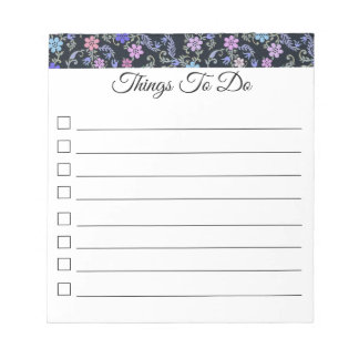 "Dingen te doen" Checklist Floral Button Notitiebl Notitieblok