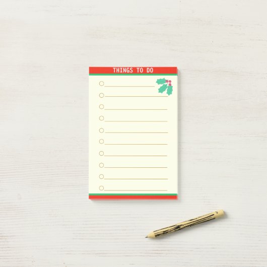 dingen te doen en Holly Berry Post-it® Notes (Op bureau)