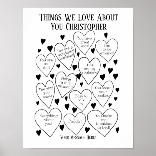 Dingen waar we dol op zijn van je geboortedag Post Poster (Voorkant)