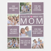 Dingen waar we van houden bij je mam Foto Collage Fleece Deken (Voorkant)