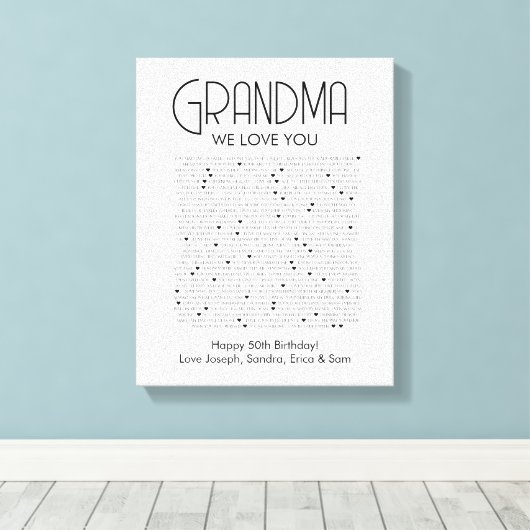 dingen waar we van houden bij je oma canvas afdruk (Insitu (Houten vloer))