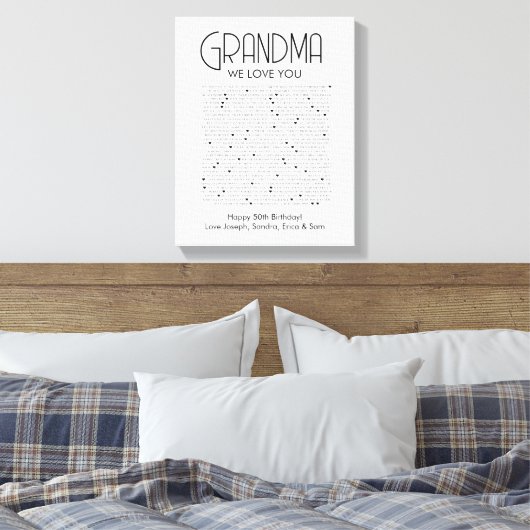 dingen waar we van houden bij je oma canvas afdruk (Insitu (Slaapkamer))