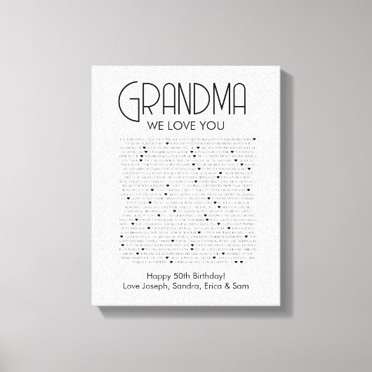 dingen waar we van houden bij je oma canvas afdruk (Voorkant)