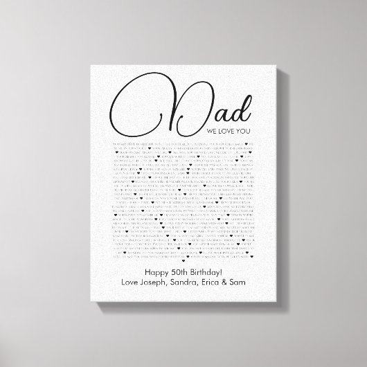 dingen waar we van houden bij je vader canvas prin (Voorkant)