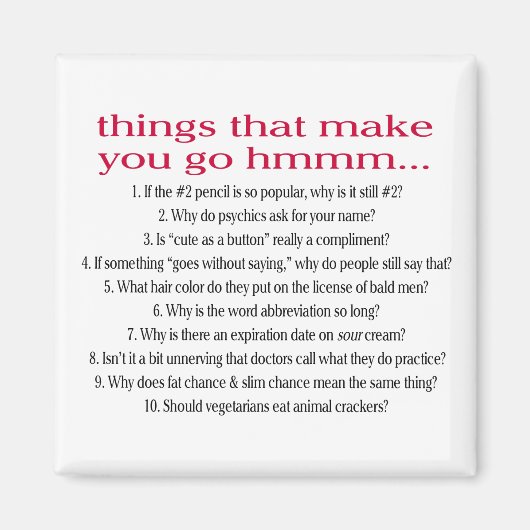 Dingen waardoor je Hmmm Magnet gaat doen (Voorkant)