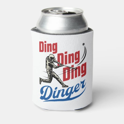 Dinger Baseball Home Run Player Fan Game Blikjeskoeler (Blikje Achterkant)