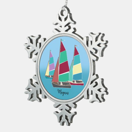  dinghies tin sneeuwvlok ornament (Rechts)