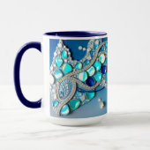 Dingin Blue Iridescent Mosaic Mok (Links)