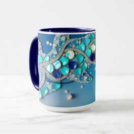 Dingin Blue Iridescent Mosaic Mok
