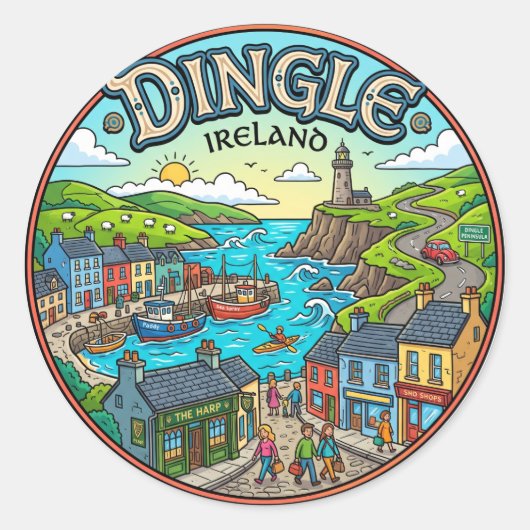 Dingle Ierland Ronde Sticker (Voorkant)