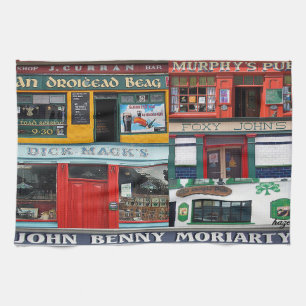 Dingle Pubs Collage, Ierland, Tea Towel, Ierland Theedoek