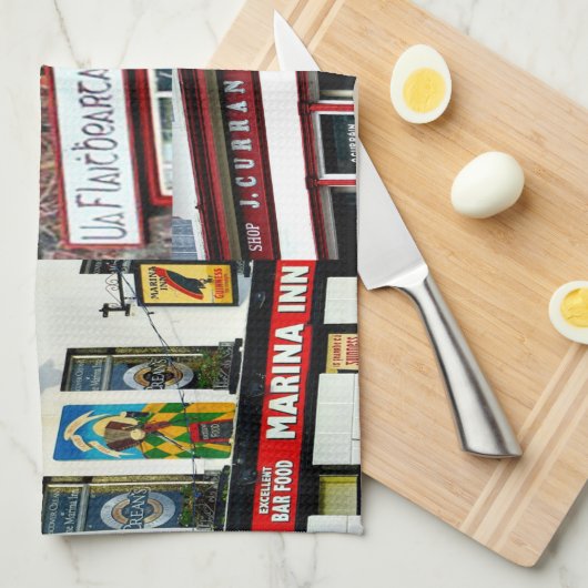 Dingle Pubs, Collage, Iers, Ierland, theedoek (Quarter Fold)