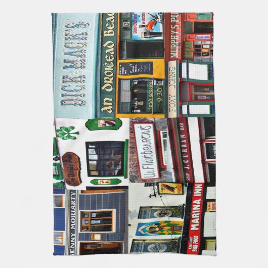 Dingle Pubs, Collage, Iers, Ierland, theedoek (Verticaal)