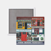 Dingle Pubs Collage, Ierse magneet. Ierland Magneet (Voorkant / Achterkant)