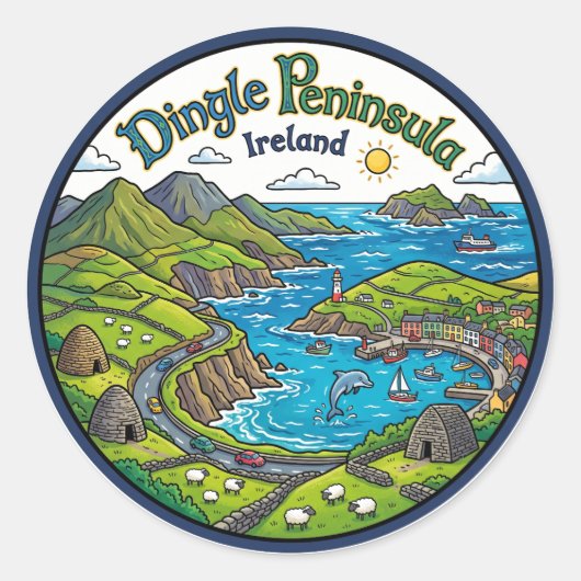 Dingle-schiereiland Ierland Ronde Sticker (Voorkant)