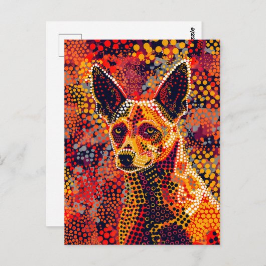 Dingo in Aboriginal Dot Art Style Briefkaart (Voorkant / Achterkant)