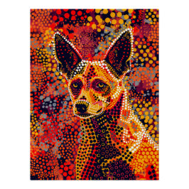 Dingo in Aboriginal Dot Art Style Perfect Poster