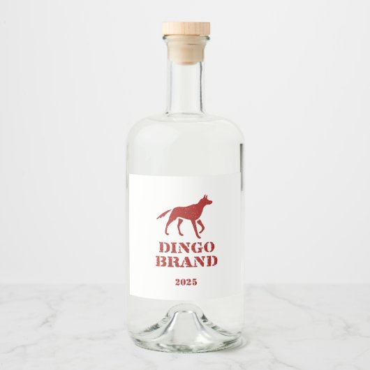 Dingo Merk Meel Stencil Print Likeurfles Etiket (Voorkant)