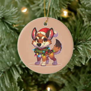 Dingo Vrolijk Kerstfeest Winter Dieren Schattige D Keramisch Ornament
