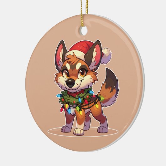 Dingo Vrolijk Kerstfeest Winter Dieren Schattige D Keramisch Ornament (Links)