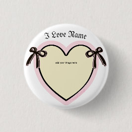 Dingus Bows & Hart Gepersonaliseerde Canvas tas Ronde Button 3,2 Cm