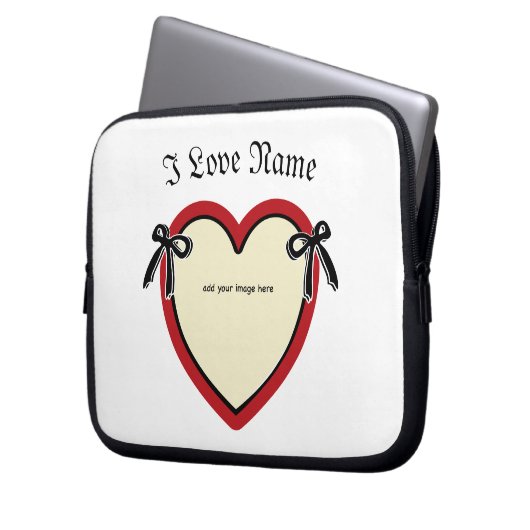 Dingus Bows & Heart gepersonaliseerd Laptop Sleeve (Voorkant Links)