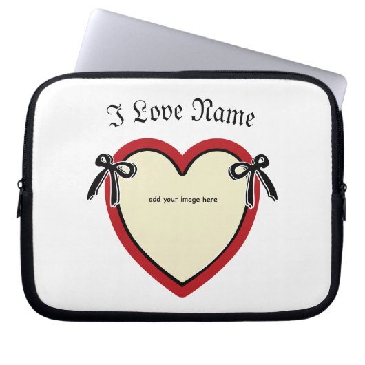 Dingus Bows & Heart gepersonaliseerd Laptop Sleeve (Voorkant)