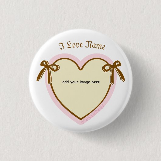Dingus Bows & Heart gepersonaliseerd Ronde Button 3,2 Cm (Voorkant)