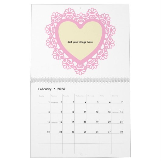 Dingus Hart en Kant Kleurrijk Kalender (Feb 2026)