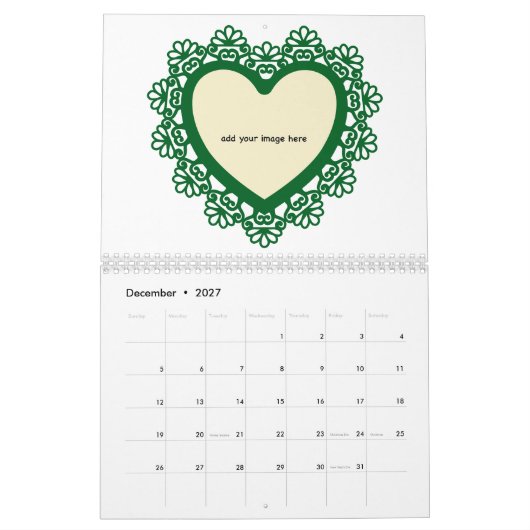 Dingus Hart en Kant Kleurrijk Kalender (Dec 2027)