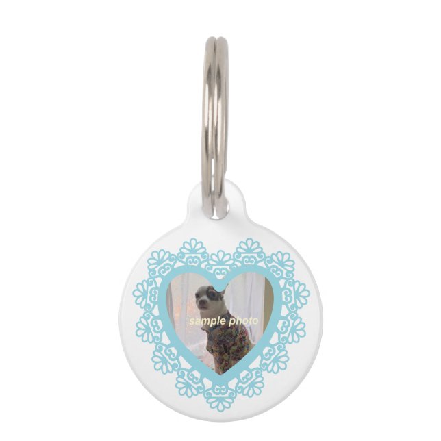 Dingus Heart Lace-Lijst Huisdierpenning (Voorkant)