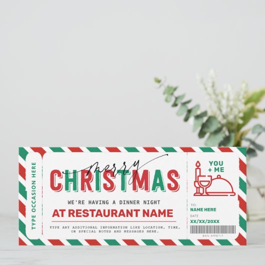 Dinight Kerstmis Gift Voucher Coupon (Staand voorkant)