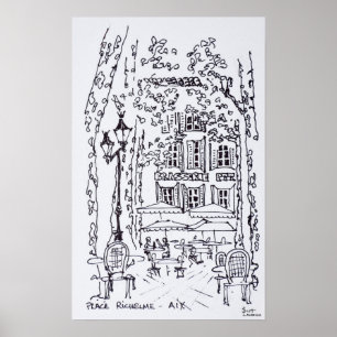 Dining in a Plaza Aix en Provence, France Poster