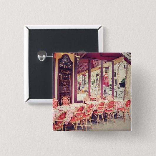 Dining in Paris Al Fresco Vierkante Button 5,1 Cm (Voorkant /achterkant)