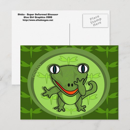 Dinito, de supermisvormde dinosaurus. Briefkaart (Voorkant / Achterkant)