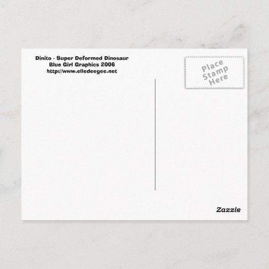 Dinito, de supermisvormde dinosaurus. Briefkaart (Achterkant)
