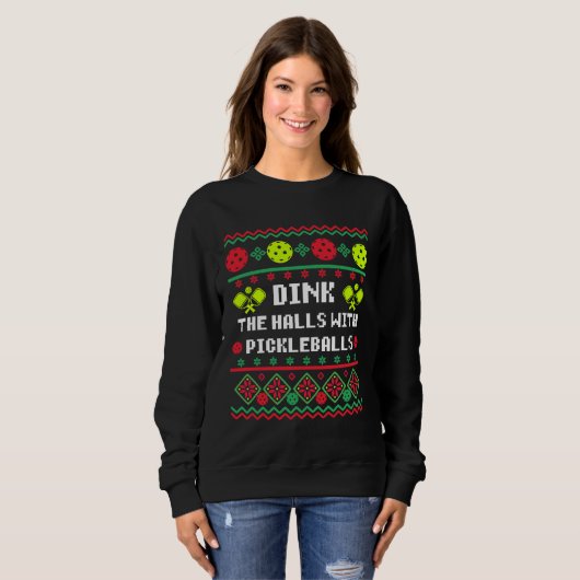 Dink de zalen met Pickleball Ugly Sweater Style (Voorkant volledig)