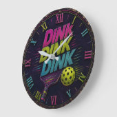 Dink Dink Dink Pickleball Retro Neon Grote Klok (Hoek)