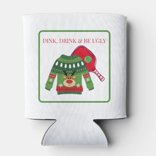 Dink Drink Be Ugly Pickleball Ugly Sweater Paddle Blikjeskoeler (Achterkant)
