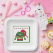 Dink Drink Be Ugly Pickleball Ugly Sweater Party Papieren Bordje (Feest)