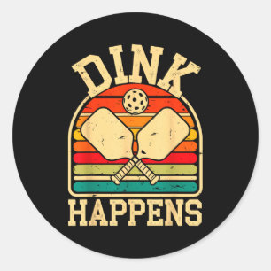 Dink gebeurt pickleball grappige pickle bal ronde sticker