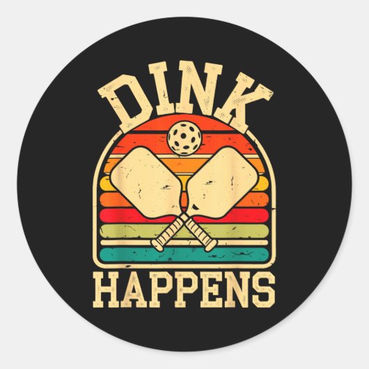 Dink gebeurt pickleball grappige pickle bal ronde sticker (Voorkant)