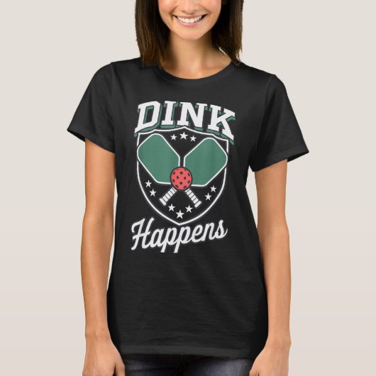 Dink gebeurt pickleball grappige pickle bal t-shirt (Voorkant)