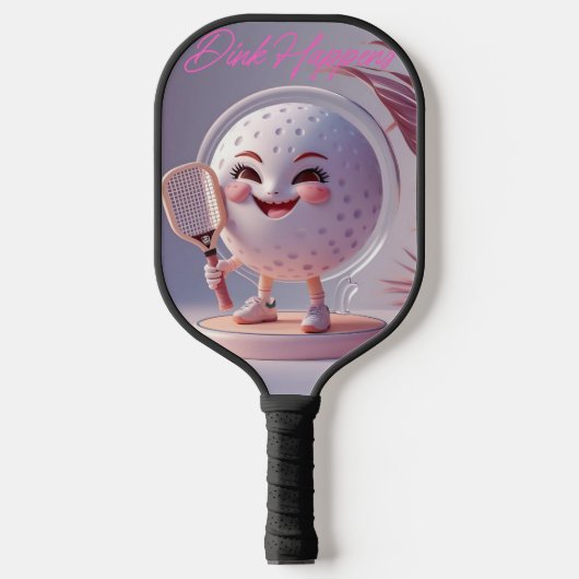 Dink Happens - Minimale Kawaii Pickleball Paddle B (Voorkant)