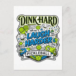 Dink Hard Lach Harder Pickleball Typografie Briefkaart