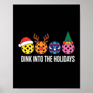 Dink in de feestdagen kerstplezier voor picklebal poster