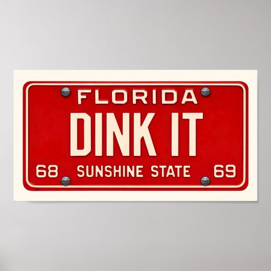 Dink It Pickleball Fan Art Retro FL License Plate Poster (Voorkant)