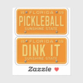 Dink It Pickleball Fan -Retro FL License Plate 2pc Sticker (Vel)