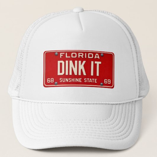 Dink It Pickleball Fan | Retro FL License Plate Trucker Pet (Voorkant)